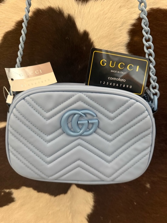 Gucci Handbags - Gucci Light Blue GG Chevron Crossbody Bag